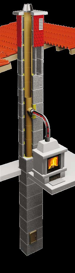 cechy szczególne 1 2 3 Komin Schiedel Rondo znajduje zastosowanie wszędzie, gdzie temperatura spalin jest wyższa niż 200 C, czyli tam, gdzie nie występuje wytrącanie się wilgoci.