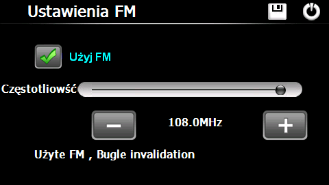 Nadajnik FM pracuje w przedziale częstotliwości 76-108MHz, regulacja częstotliwości z dokładnością 100KHz. Wychodzi z ustawień nadajnika FM.