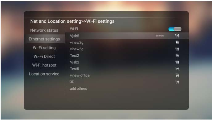 7 Połączenie z internetem WiFi Niektóre funkcje wymagają połączenia z internetem przed uruchomieniem. Połączenie z internetem jest realizowane poprzez WiFi. Kolejność operacji: Settings->Net.