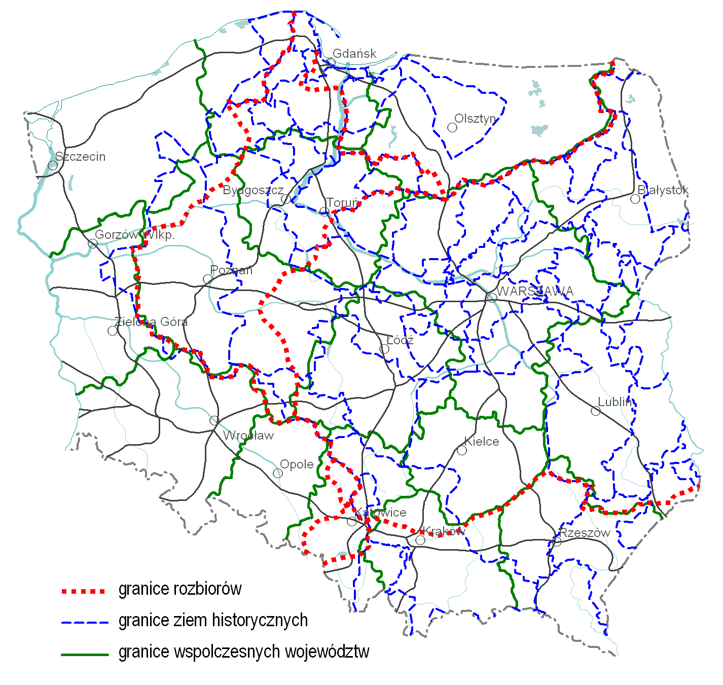 Granice historycznokulturowe jako szkielet krajobrazu kulturowego, narzucający jego pierwszą interpretację ZALETY: prostota, dostępność, przejrzystość GRANICE HISTORYCZNO-KULTUROWE WADY: brak