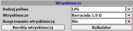 Opis programu diagnostycznego OPTIMA 2.05 2.5. Wybór wtryskiwaczy gazowych Rys.