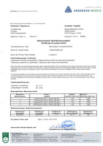 Przyłącze procesowe dostępne dla średnicy nominalnej Powierzchnia XX (Standard 0,8 µm) 04 (0,4 µm)