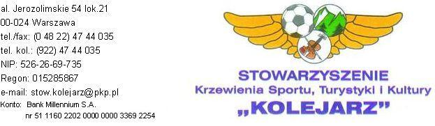 Stowarzyszenie Krzewienia Sportu, Turystyki i Kultury Kolejarz w Warszawie - Komisja Sportu Pracowniczego uprzejmie informuje, że odbędą się OTWARTE MISTRZOSTWA POLSKI KOLEJARZY 1.