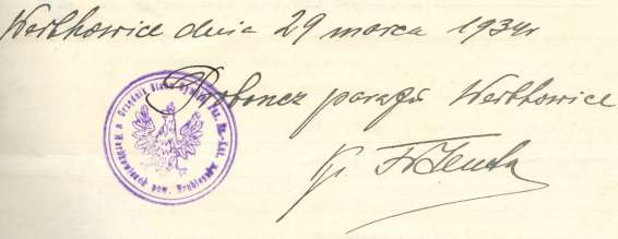 198 Ogólny wykaz księży rzymskokatolickich, greckokatolickich i prawosławnych opisany: drewniany -1864, zamieniony na cerkiew w 1868, rekoncyliowany w 1919 865. Odcisk 19 Rok 1934, 29 marca.