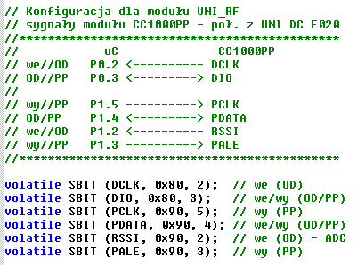 Podłączenie modułów CC1000 z UNI DC F020 (Silabs) z programową