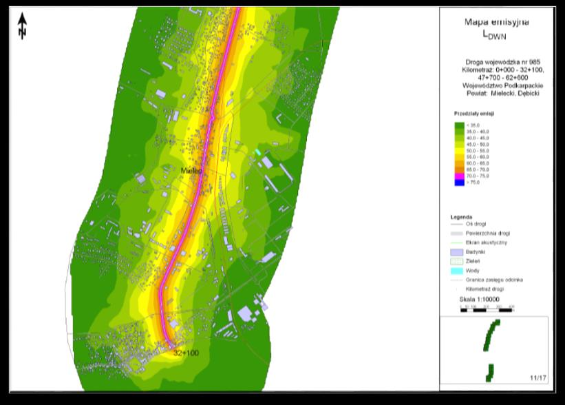 71,5 db (985-3), 69,2 db (985-6) oraz 73,4 db (985-7) a LAeqN wyniósł odpowiednio 63,8 db (985-2), 64,5 db (985-3), 63,8 db (985-6) oraz 67,5 db (985-7).