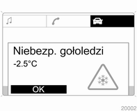 Wskaźniki i przyrządy 83 Temperatura zewnętrzna Zegar Spadek temperatury sygnalizowany jest natychmiast, a jej wzrost z pewnym opóźnieniem.