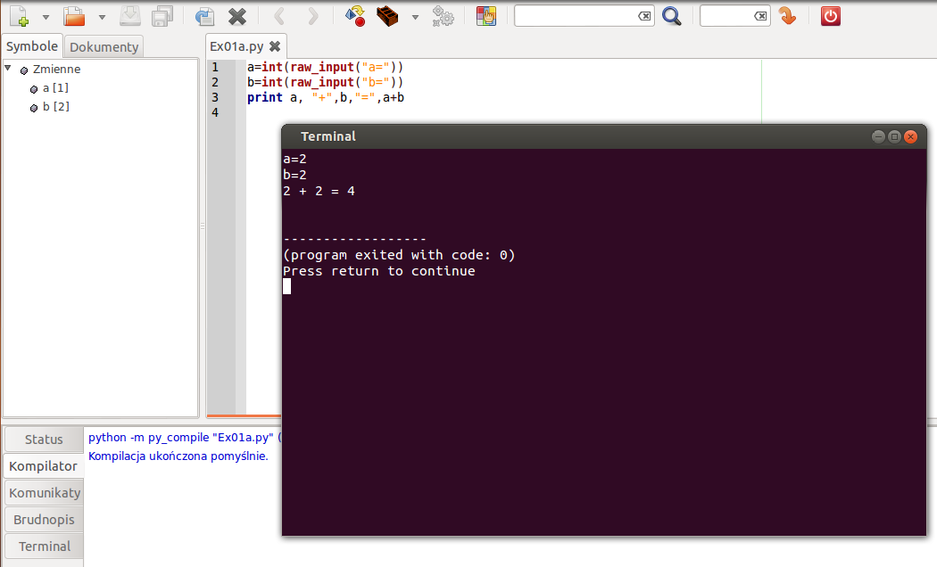 Rodzaje pracy - programowy Do pisania programów/skryptów korzysta się z IDE, np.