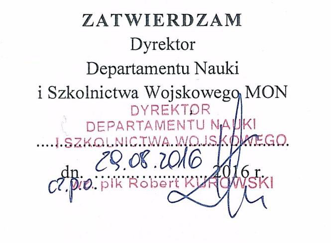 MINISTERSTWO OBRONY NARODOWEJ DEPARTAMENT NAUKI I SZKOLNICTWA WOJSKOWEGO R E G U L A M I N