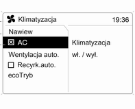 Ogrzewanie, wentylacja i klimatyzacja 119 Usuwanie zaparowania oraz oblodzenia szyb Nacisnąć przycisk V. Spowoduje to wyświetlenie na ekranie symbolu V.