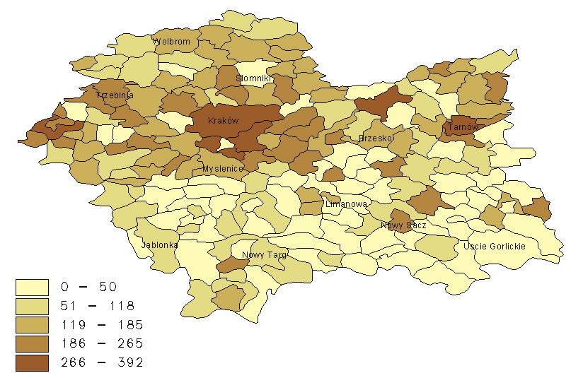 Analiza zależności przestrzennych... Rysunek 2.