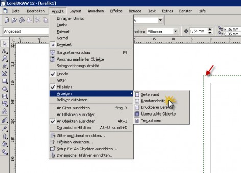 Aktywuj wywietlanie spadu przechodzc kolejno przez nastpujce opcje menu "Widok -> Poka -> Spad".