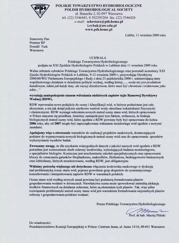 21 Zjazd Hydrobiologów Polskich 101 Załącznik 2 Krzysztof Czernaś Dr hab.
