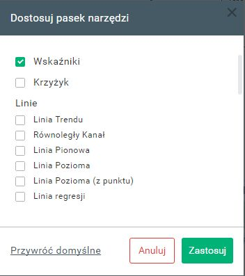 Następnie, poprzez zaznaczanie zielonym tickerem, wybieramy narzędzia, które