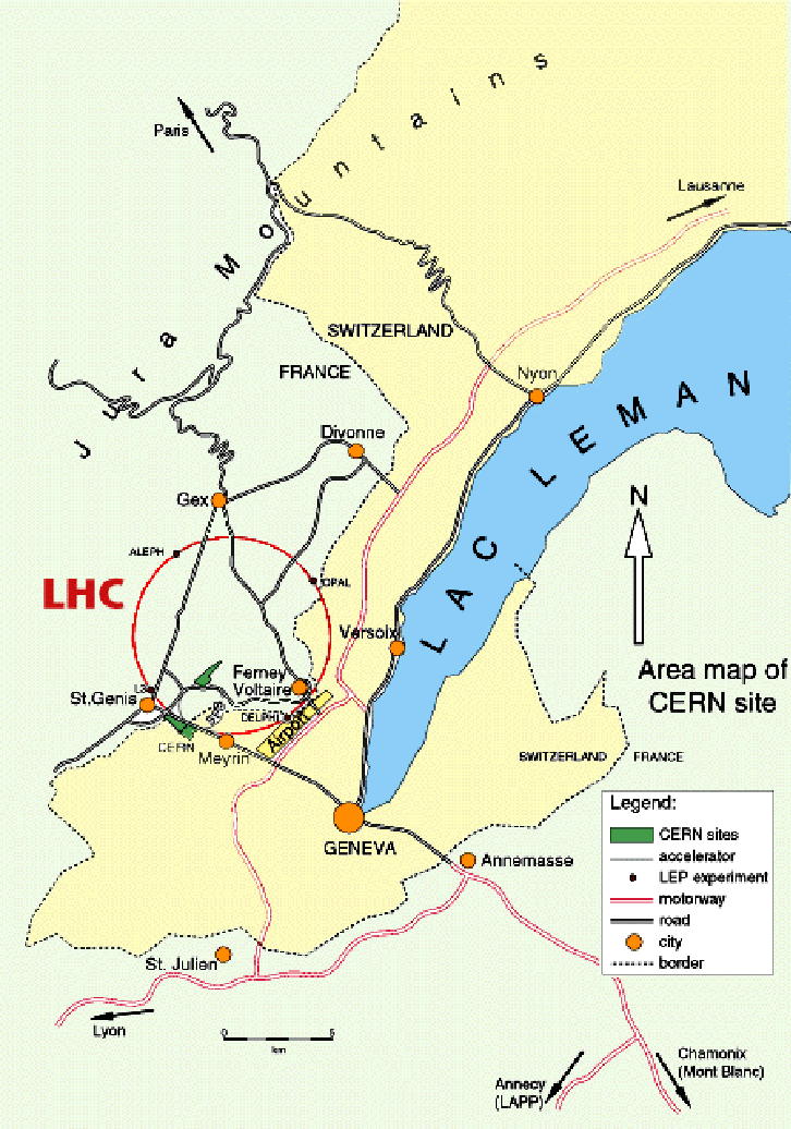 Historia akceleratorów LHC Największym zbudowanym dotąd akceleratorem był LEP. Zbudowany w CERN pod Genewą miał obwód ok. 27 km. W tym samym tunelu działa obecnie LHC!