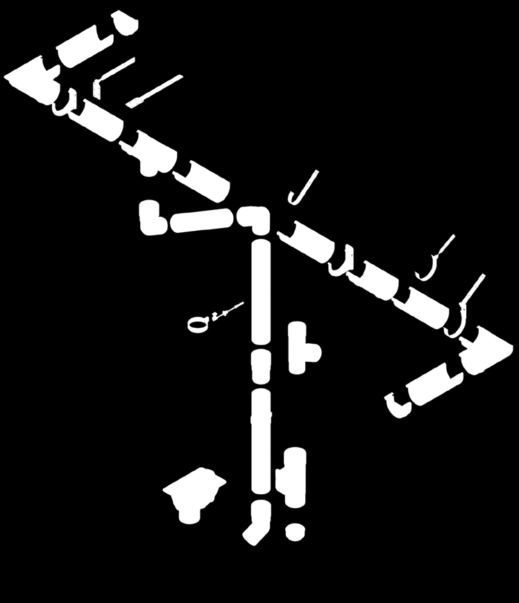 SCHEMAT SYSTEMU RYNNOWEGO 9 1 5 20 8 4 17 Elementy 11 7 1 Rynna dachowa 75,, 125, 1 mm 18 2 Rura spustowa 63, 90, 110 mm 3 4 Narożnik wewnętrzny* 75,, 125, 1 mm ej spustowy 75/63, /63, /90, 125/90,