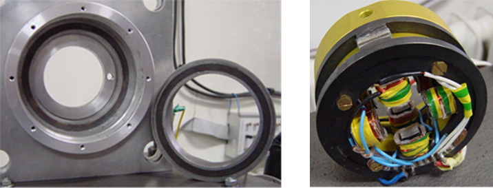 Magnetic suspensions developed and performed at the Military University of Technology, types: a) passive radial, b) active heteropolar a) b) Rys. 2.