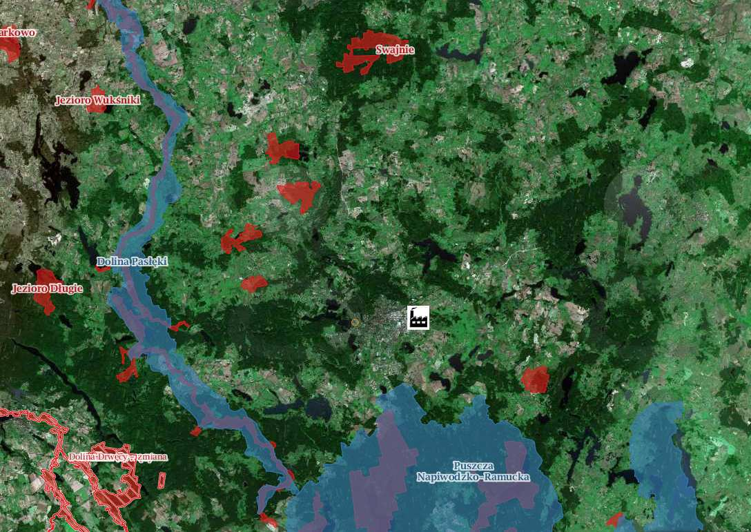 Obszary objęte ochroną NATURA 2000 NajbliŜszy obszar objęty ochroną NATURA 2000: Puszcza Napiwodzko-Ramucka