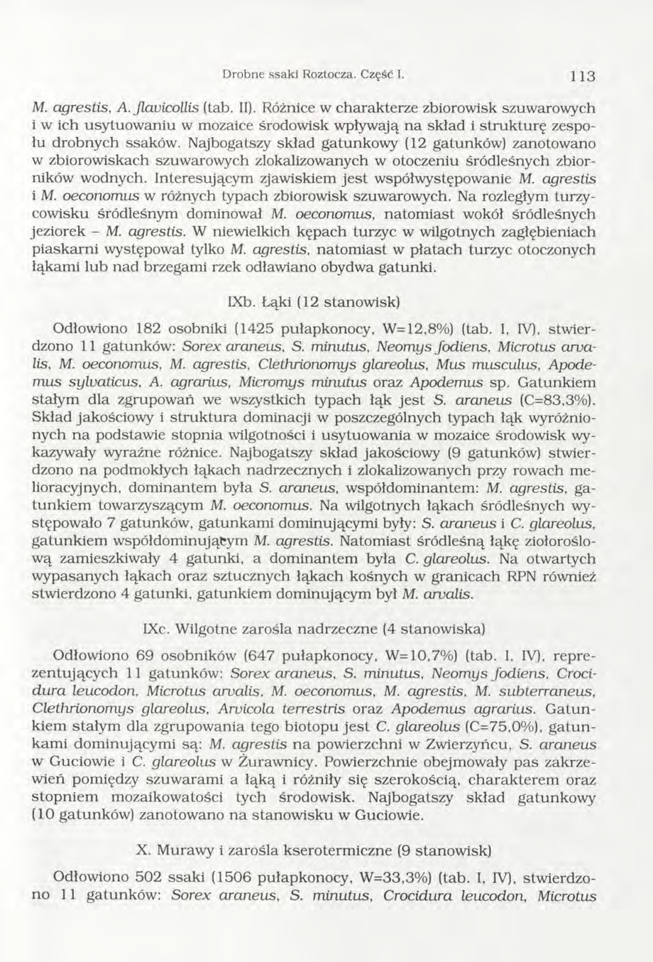 D robne ssaki Roztocza. Część I. 113 M. agrestis, A. jlavicollis (tab. II).