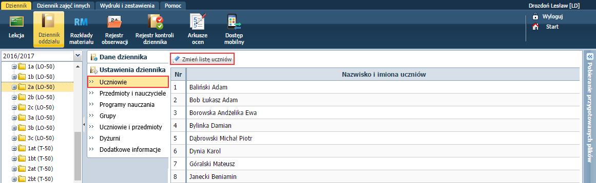 i uruchom moduł Dziennik. 2. Przejdź do widoku Dziennik/ Dziennik oddziału i wybierz oddział w drzewie danych. 3.