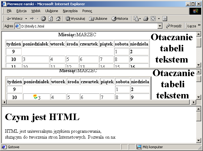 2.1.1. Zastosowanie 3 ramek do budowy strony