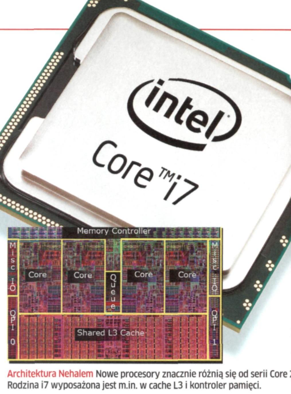 Core i7 4 rdzenie i więcej Core i7 jest pierwszym procesorem wykorzystującym mikroarchitekturę Nehalem, będącą następczynią Core.