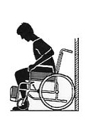 Samodzielne zsiadanie z wózka Zaciągnąć hamulce; Trzymając jedną rękę na kole lub osłonie bocznej, należy nieco pochylić się do