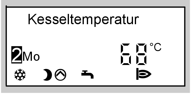 Miejsce obsługi Przegląd elementów obsługowych i... (ciąg dalszy) m Ogrzewanie pomieszczeń z temperaturą zredukowaną p Pompa obiegowa pracuje Mieszacz Otw. ~ Mieszacz Zamk.
