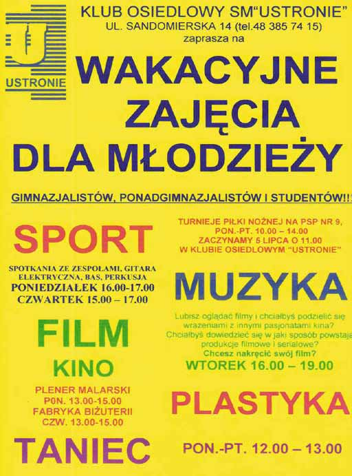 WAŻNE TELEFONY SM USTRONIE ul. Wyścigowa 19, 26 611 Radom Dział Obsługi Mieszkańca: 48-385-74-00 do 02 Sekretariat: 48-385-74-03 Administracja Jedn. A: 48-385-74-13 Administracja Jedn.