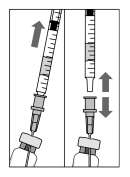 Strzykawkę o pojemności 1 ml należy połączyć z igłą z filtrem 5 m (18G x 1½, 1,2 mm x 40 mm, 5 µm), zachowując ich jałowość.