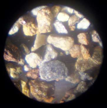 Następnie cała frakcja magnetyczna została przebadana pod mikroskopem optycznym przy powiększeniu około 60x [Fot.11.
