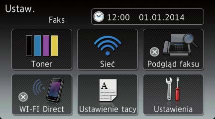 Informacje ogólne Ekran ustawień 1 Po naciśnięciu przycisku na ekranie dotykowym zostaną wyświetlone ustawienia urządzenia.