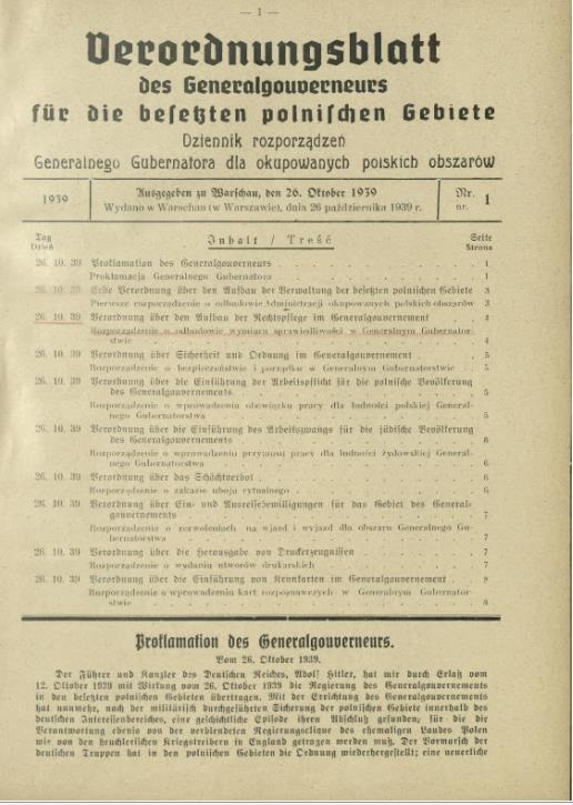 Materiały z okresu okupacji Dziennik Rozporządzeń