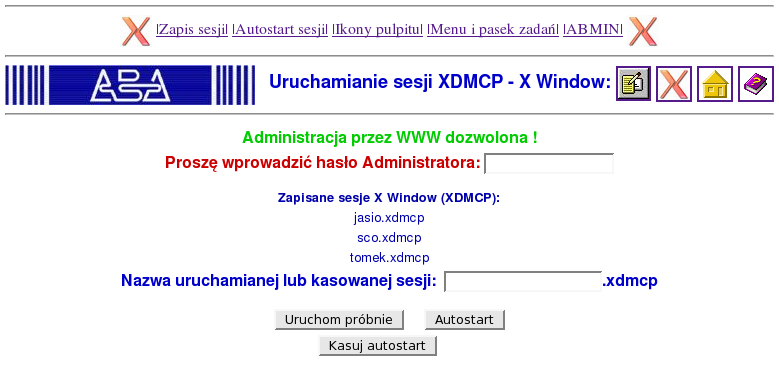 Automatyczne uruchamianie sesji Automatyczne uruchamianie można skonfigurować za pomocą skryptu x11auto.