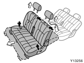 Rozk adanie drugiego rz du siedzeƒ (tylko kanapa) Oparcia siedzeƒ w drugim rz dzie mogà byç wykorzystywane jako stoliki tylko tymczasowo, gdy samochód jest zatrzymany.