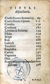 64 i arabskich. Spośród tych pierwszych farmakopej biblioteka krakowskiego Muzeum Farmacji przechowuje tylko weneckie wydanie Dispensatorium norimbergense (farmakopea normberska) z 1563 roku.