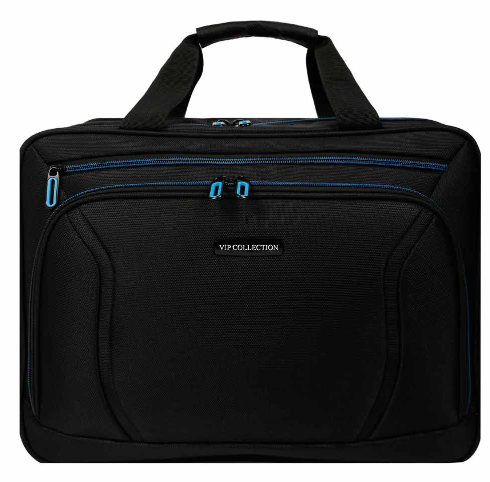 Torba na laptopa 40 x 30 x 15 cm 0,9 kg Torba z materiału w kolorze czarnym z delikatnym dodatkiem w formie obwódki w kolorze niebieskim. Idealna na laptop i różne dokumenty.
