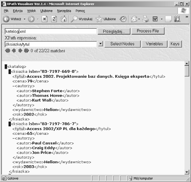 Ćwiczenie zapytań XPath XPath Visualizer Komunikacja XML (26) Swoje umiejętności definiowania zapytań w języku XPath łatwo jest rozwijać za pomocą prostego narzędzia XPath Visualizer (http://www.