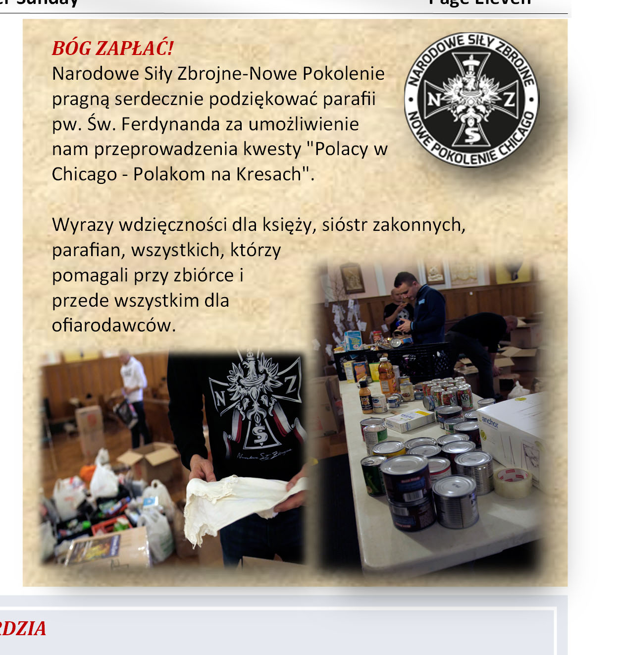 Ferdynanda za umożliwienie nam przeprowadzenia kwesty "Polacy w Chicago - Polakom na Kresach".