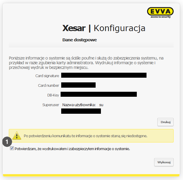 Rys. 42: Konfiguracja Potwierdzić pytanie bezpieczeń stwa w oknie aplikacji Xesar Konfiguracja (Rys.