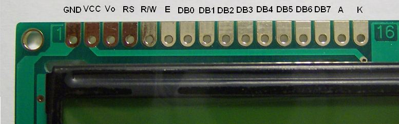Wyprowadzenia Rozmieszczenie wyprowadzeń typowego modułu LCD przedstawia poniższa fotografia :