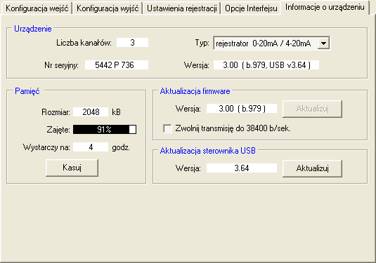 i Jeżeli zegar urządzenia wskazuje czas późniejszy od czasu systemowego komputera, to synchronizacja (w tym wypadku cofnięcie wskazań zegara urządzenia) spowoduje skasowanie wszystkich danych