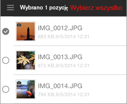 PRZENOSZENIE LUB KOPIOWANIE PLIKÓW ZDJĘCIA, WIDEA LUB MUZYKA 1. Znaleźć plik, który ma być przeniesiony. Patrz Dostęp do plików, aby uzyskać więcej informacji. 2.
