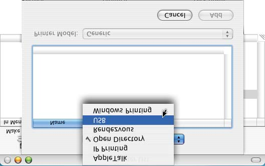 KROK 2 Instalowanie sterownika drukarki Użytkownicy korzystający z kabla interfejsu USB Użytkownicy korzystający z systemu operacyjnego Mac OS X 10.2.4 lub nowszego Podłączenie drukarki do komputera i instalacja sterownika 1 Kliknij ikonę Zainstaluj sterownik drukarki w menu ekranowym.