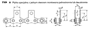 ŁŃCUCHY ROLKOWE Z PŁYTKMI PROSTYMI TYP Nr ISO p b1 min d1 max d2 max h2 max g o h3 h4 L F min (kn) 06B 9,525 5,72 6,35 3,28 8,2 1,20 3,20 10,00 14,50 9,00 9,10 08B 12,700 7,75 8,51 4,45 10,8 1,30