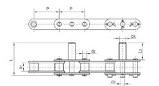 ŁŃCUCHY ROLKOWE O PODZIŁCE WYDŁUŻONEJ ze sworzniami specjalnymi Łańcuch p b1 d2 d3 d4 L3 L C2052F2 31,750 9,40 5,08 6,00 7,00 20,00 39,80 C2052F14 31,750 9,40 5,08 6,00 7,00 21,00 40,40 C2062-D38