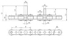 ŁŃCUCHY ROLKOWE O PODZIŁCE WYDŁUŻONEJ ze sworzniami specjalnymi Łańcuch p b1 d2 d3 d4 d5 L3 L1 L4 L2