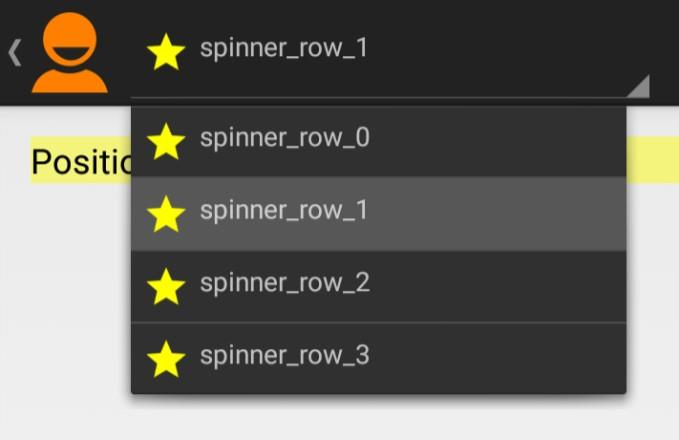 Przykład 7 Spinner Pierwszym krokiem jest zdefiniowanie układu XML zawierający komponent typu Spinner, który później zostanie umieszczony na pasku Actionbar: custom_spinner_view_on_actionbar.