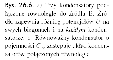 Łączenie równoległe kondensatorów Całkowity ładunek zgromadzony na kładkach kondensatorów: 3 C C C 3 U W takim ustawieniu kondensatorów różnica