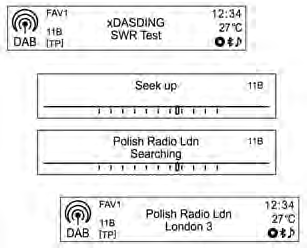 134 System audio-nawigacyjny Automatyczne wyszukiwanie składowych serwisu DAB Wyszukiwanie stacji